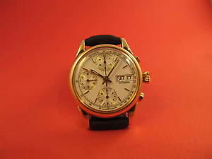 18K GOLD MOP DIAL AUTOMATIC 3 REG CHRONOGRAPH 7750 EXTRA CLEAN