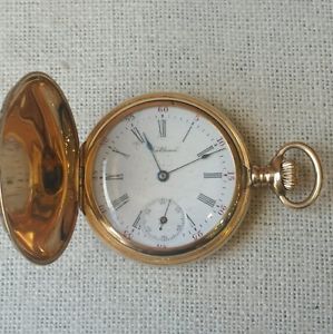 1899 American Waltham 14KT Two Tone Rose and Yellow Gold Diamond Pocket Watch