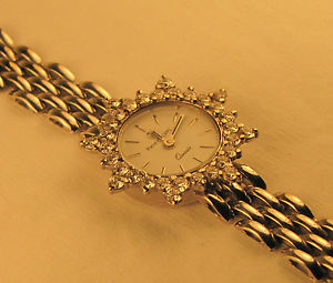 Ladies 18K White Gold with Diamond Bezel Watch