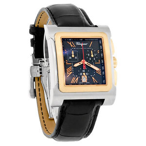 Salvatore Ferragamo Palagio Chrono Mens SS/18KGold Leather Watch F58LCQ9509-S009