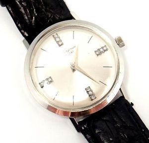 JULES JURGENSON 14k WHITE GOLD 12 DIAMOND MANUAL WIND WATCH