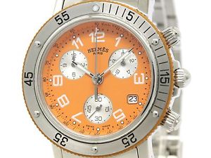 Polished HERMES Clipper Diver Chronograph Quartz Mens Watch CL2.916 (BF091321)