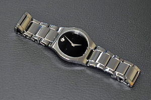 Men's Movado Fiero Tungsten Carbide Bracelet 89 c6 1850 Watch black dial mint!