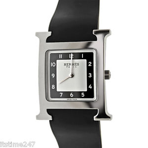 Hermes H Hour Ladies Square Black Watch With Black Strap