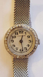 Vintage Platinum J E Caldwell&Co14K Gold and Diamond Wristwatch