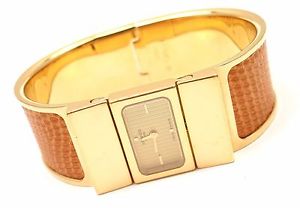 HERMES LOQUET GOLD HARDWARE SNAKE EMBOSSED LADIES WATCH