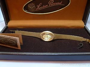 Vintage NEW Lucien Piccard 14Kt Gold Ladies Roman Dress Watch comes  Box Papers