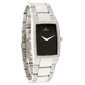 Movado Eliro Diamond Ladies Black Dial Swiss Quartz Watch 0606306