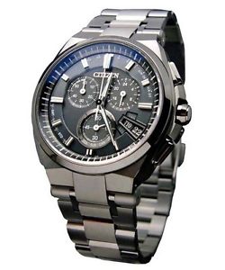 CITIZEN ATTESA BY0044-77E Titanium Eco-drive Solar Atomic Radio BlackChronograph