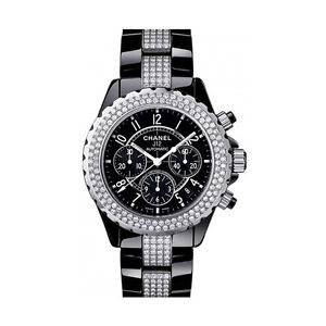 Chanel J12 Black Ceramic Diamond Chronograph Automatic Wristwatch