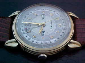 Vintage MOVADO Solid 14k Calendograph Triple Date w/TURTLE LUGS