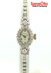 Vintage Hamilton 14K White Gold Diamond Accented Hand Winding Women's Watch