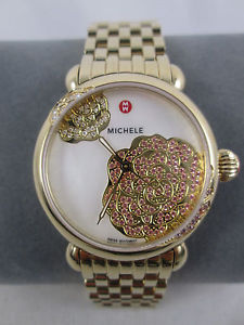 NEW Michele Gold Diamond Sapphire Jardin CSX Limited Edition Watch MWW03T000077