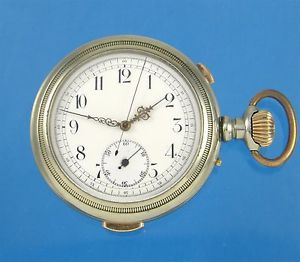 LA PHARE Antique Swiss Quarter REPEATER Chronograph Enamel Dial 58mm pocketwatch