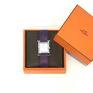 Hermes H Heure Watch / Medium Size / Iris Purple GM Watch Strap / RRP: £1,600.00