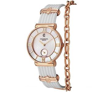 CHARRIOL ST-TROPEZ FEMME 30MM BLANC CAOUTCHOUC BRACELET MONTRE ST30PI.174.010