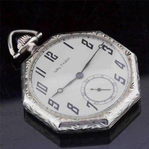 1921 Waltham USA Model 1894 Pocketwatch 14k White Gold Case & Chain 14