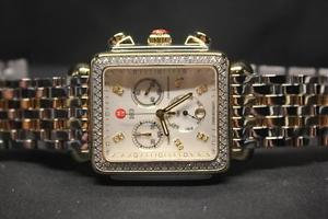 NWT Michele DECO XL 0.72 CT TW 132 Diamonds Two Tone Gold Watch MWW06Z000013