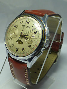 Vintage Men's Burk 17 Jewels Triple Calendar Moon Phase Watch - MINT