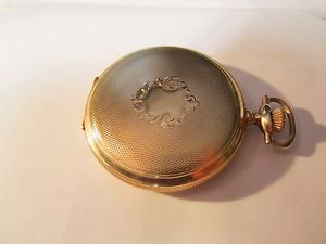 ANTIQUE WALTHAM 14 kt SOLID GOLD 16 size HUNTER CASE POCKET WATCH - working fine
