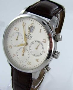 UNION GLASHÜTTE AUTOMATIQUE DIPLOMAT CHRONOGRAPHE MONTRE POUR HOMME ACIER BOÎTE