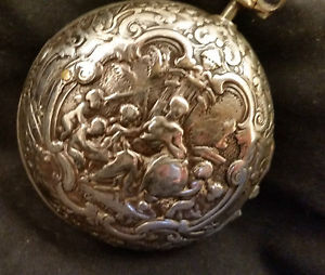 English Ca.1762 Fusee Pair Cased Pocket Watch, Silver French Repousse: D. Cochin