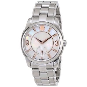 Movado Womens 0606619 Movado Lx White Mother-Of-Pearl Dial Watch