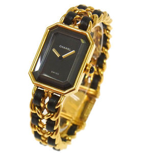 Authentic CHANEL Vintage Premiere Wristwatch Gold Quartz Swiss Made #L H02310