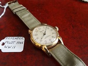 Vintage 1944 Defender Pilot Rose Gold Filled WWII Watch w/ NOS WWII 16mm Band!