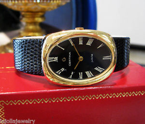 MENS CERTINA JUBILE VINTAGE 18 KARAT YELLOW GOLD ROMAN NUMERAL DRESS WATCH