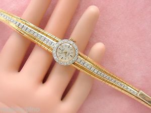 VINTAGE RETRO .90ctw DIAMOND PINK 18K GOLD LADIES DRESS SWISS WRIST WATCH 1950