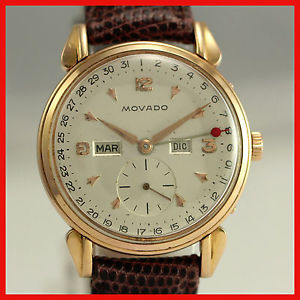 VINTAGE MOVADO FULL CALENDAR FANCY LUGS 18K SOLID PINK GOLD MEN’S WATCH