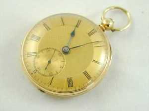 POCKET WATCH VICTORIAN 18CT GOLD E & E EMANUEL  OPEN FACE DATED 1849