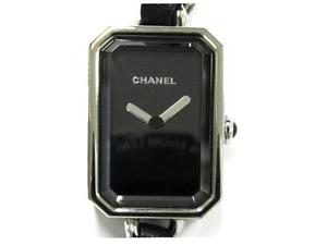 Auth CHANEL Stainless Steel Leather Premiere Triple Bracelet Watch Womens Quartz