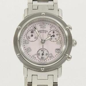 Authentic HERMES CL1.310 Clipper nacre Chrono Quartz  #260-001-490-3151