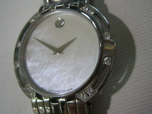 MOVADO MEN'S WATCH QUARTZ ALL S/S SAPPHIRE DIAMOND ORIGINAL SWISS 682211 NEW