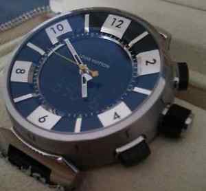 Authentic Louis Vuitton Tambour Black Q118F Chrono Quartz Original Rubber Band