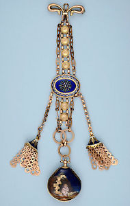 Gold and Enamel Form Watch and Chatelaine