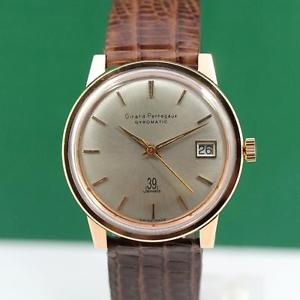 1960's GIRARD PERREGAUX GYROMATIC 18K SOLID PINK GOLD AUTOMATIC DATE MEN'S WATCH
