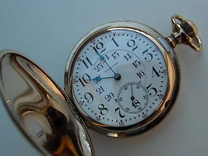 18s,Waltham 23J Hunting Case Diamond End Stone Vanguard.24 Hr.Canadian RR.+Chain