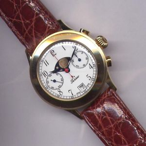 WATCH CHRONO MANUAL WINDING MOON PHASE SWISS MADE GOLD 750 18K PERSEO VINTAGE