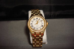 CYMA 18K SOLID GOLD LADY WATCH WITH FACTORY DIAMOND BEZEL