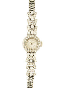 Gubelin 18k White Gold, Platinum and Diamond Lady’s Bracelet Watch c.1950s