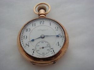 Veritas 23J adj 5 pos Elgin 18s pocket watch 14K gold case 214 model 40th made