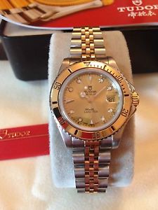 Ladies Tudor mini Sub, Stainless Steel with yellow gold bezel and face