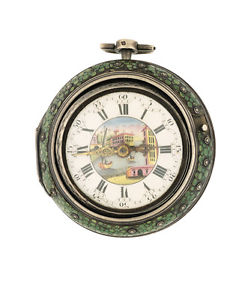 Dutch ” J. Van Der Cloese” Triple-case gilt metal ornate pocket watch c. 1750