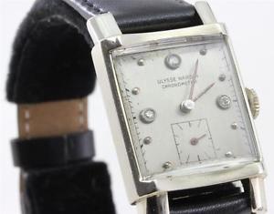 c1946 ULYSSE NARDIN Mens14k White Gold+Diamonds Chronometer Wristwatch Watch