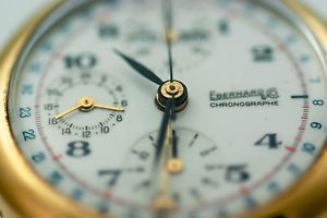 Eberhard Triple Calendar Chronograph Gold Plated Silver Watch 36018 Valjoux 7765