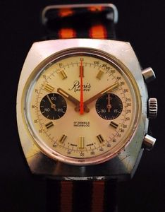 Vintage 1950s Renis 17 Jewels Chronograph Cal. 7733 Rare Panda Dial Serviced