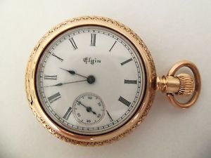 Elgin pocket watch/pendant (14k solid gold cut Hunter case with 5 diamonds) 1890